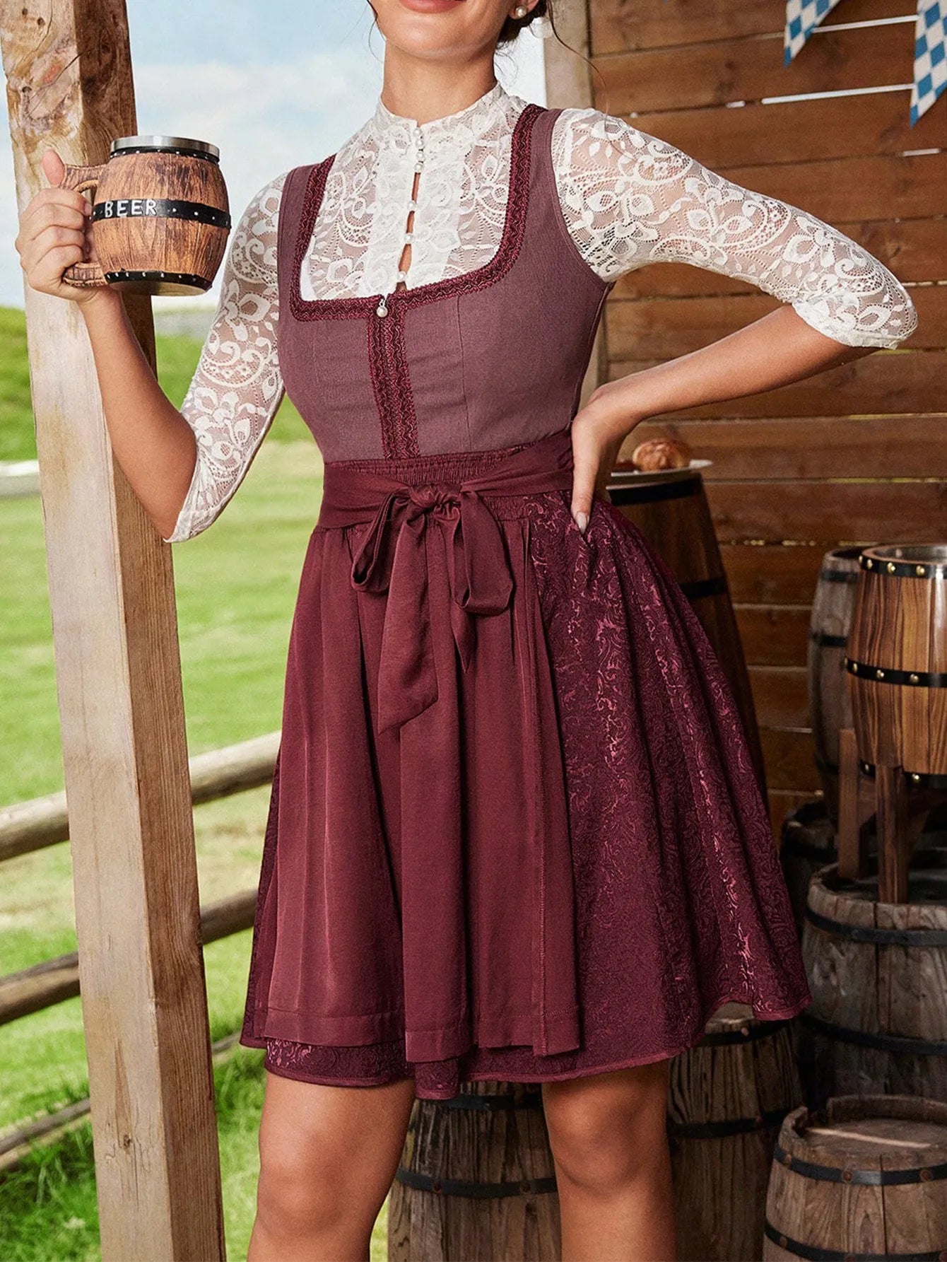 Damen Modernes Oktoberfest Dirndl Kleid - Roswitha