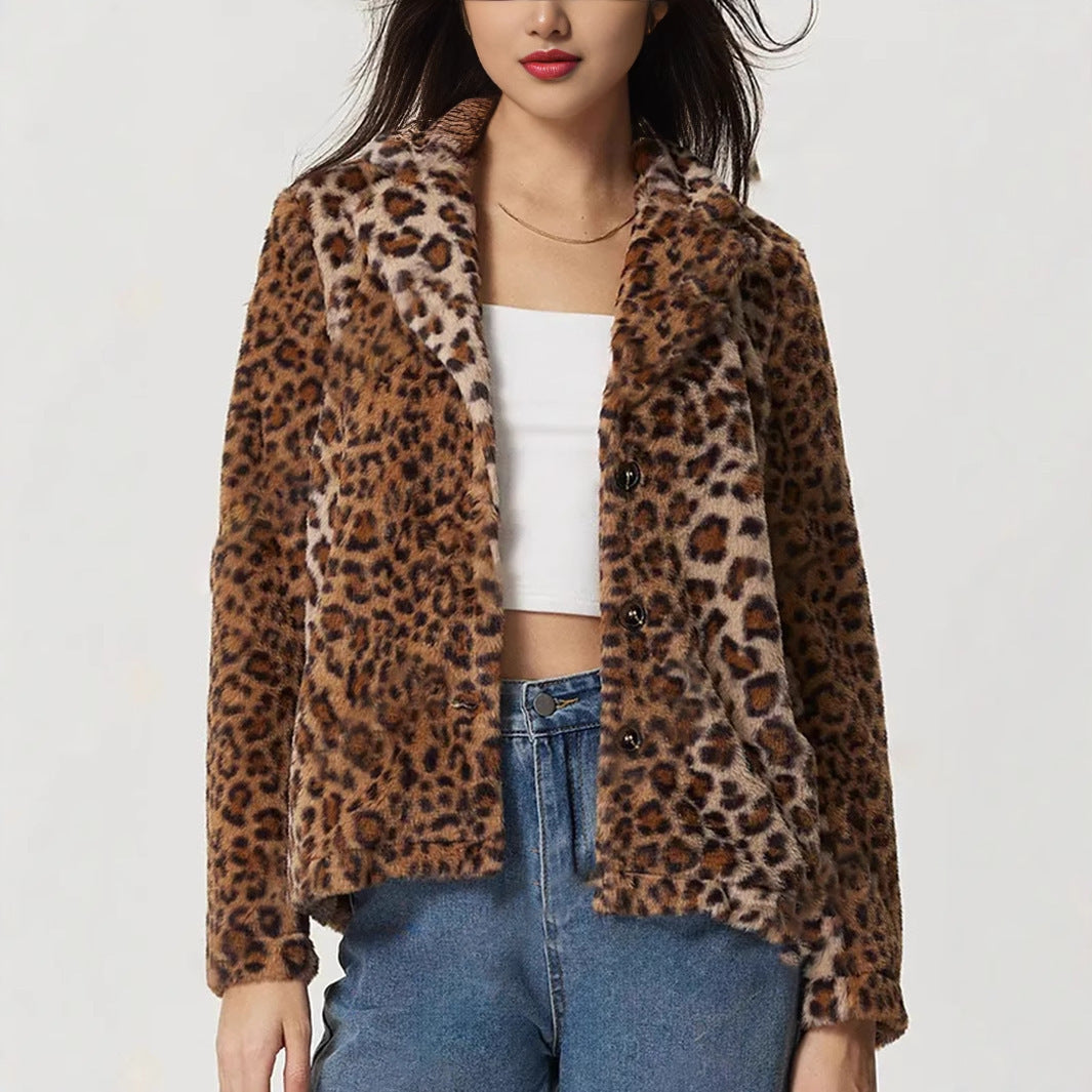 Mantel mit Leopardenmuster am Revers - Mireille