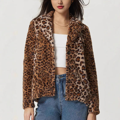 Mantel mit Leopardenmuster am Revers - Mireille