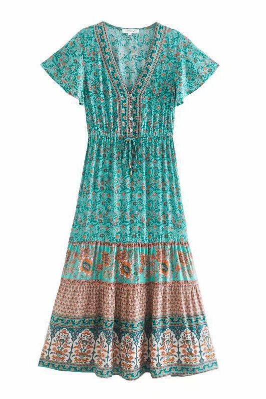 Ayla - Bedrucktes Midikleid mit V-Ausschnitt