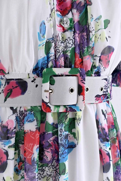 Gesine - Bedrucktes Schulterfreies Maxikleid
