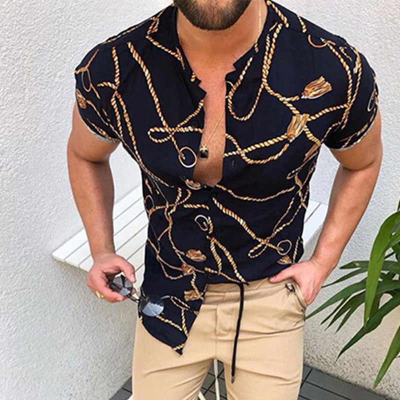 Bedrucktes Herren Kurzarmhemd im coolen Abstrakt Look