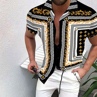 Lässiges Herren Kurzarm Hemd mit Druck