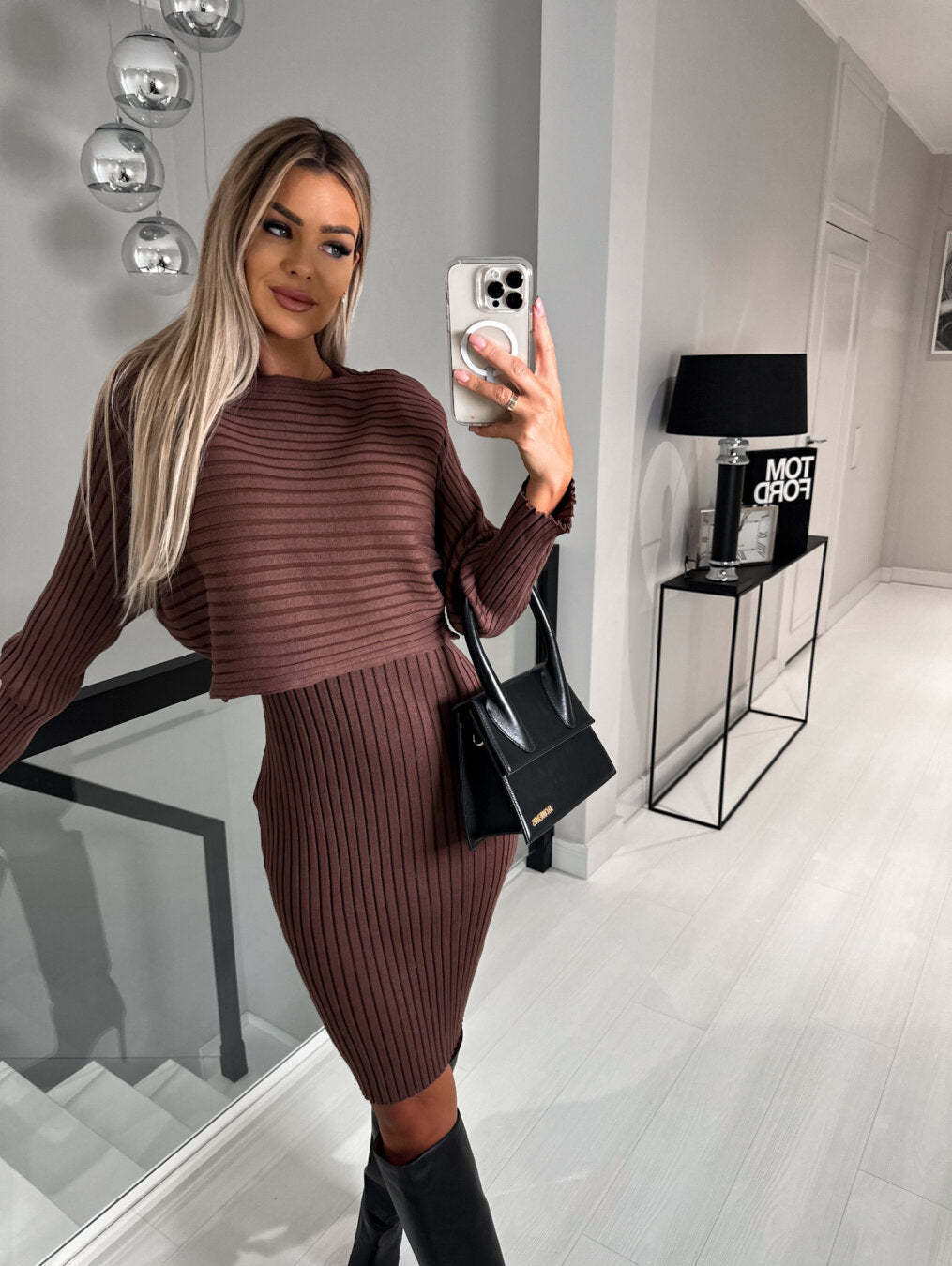 Margo - Set aus gestricktem Pullover und Cami-Kleid