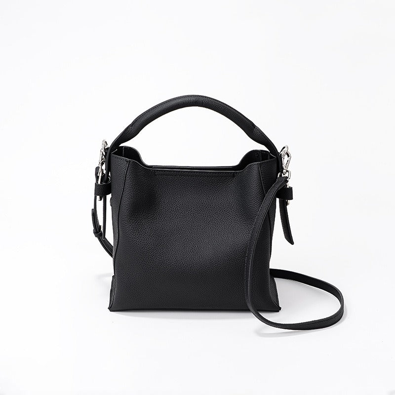 Echtes Leder Damen Eimertasche strukturiertes Design - Hellblau