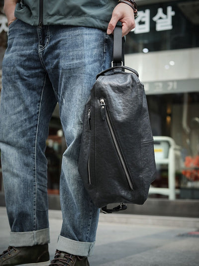 Herrenrucksack mit diagonalen Reißverschlüssen im urbanen Stil - Gael