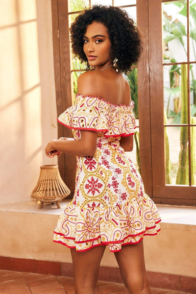 Fiona - Besticktes Minikleid mit Druck