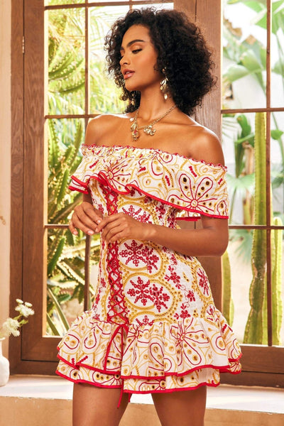 Fiona - Besticktes Minikleid mit Druck