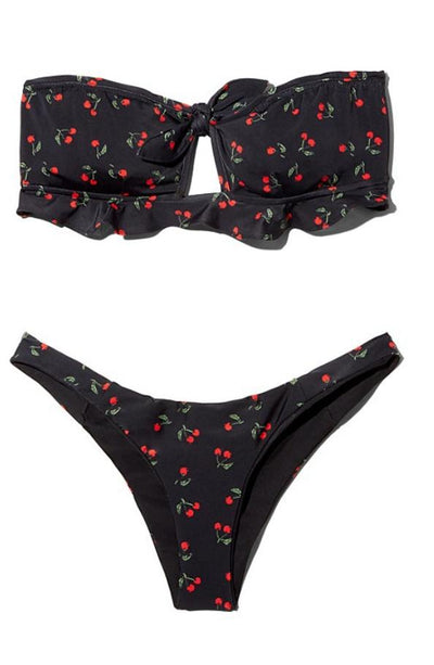 Ocean Chic - Bedruckter Kirsch Bikini mit Fliege