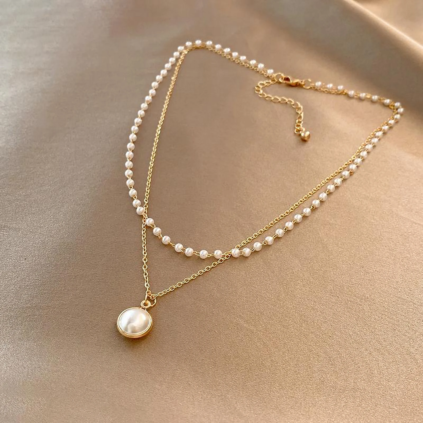 Elegante doppelreihige Perlenkette für Damen - Amelie