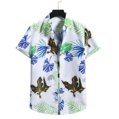 Schones bedrucktes Herren Kurzarm Hemd im Blumen Look