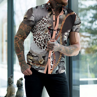 Rana - Bedrucktes Herren Kurzarm Hemd im Revers Look