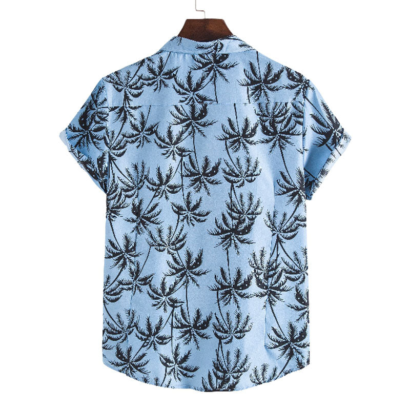 Stylisches Herren Urlaubs-Hemd aus Baumwolle mit Palmen Print