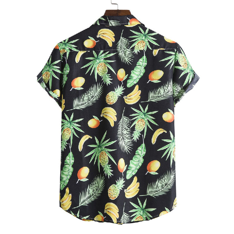 Stylisches Herren Kurzarm Hemd mit Obst Druck aus Baumwolle