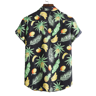 Stylisches Herren Kurzarm Hemd mit Obst Druck aus Baumwolle