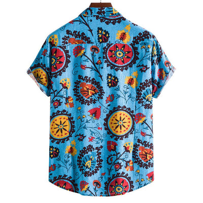 Auffällig bedrucktes Herren Kurzarm Hemd im coolen Retro Design