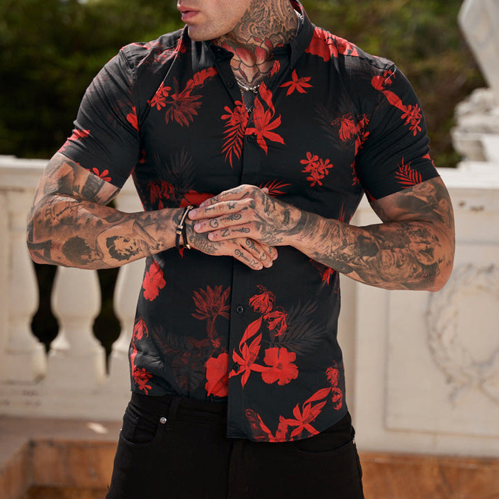 Simo - Stylisch bedrucktes Herren Kurzarm Hemd