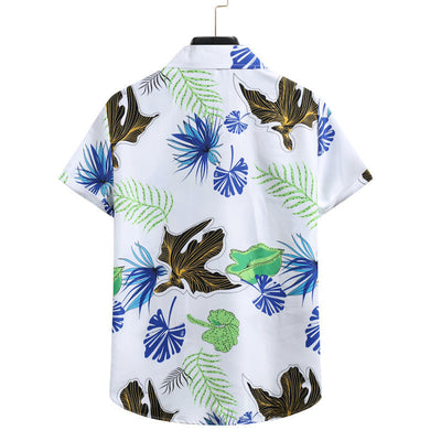 Schones bedrucktes Herren Kurzarm Hemd im Blumen Look
