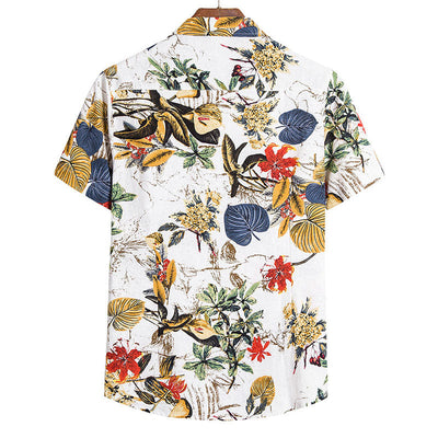 Retro Herren Kurzarm Hemd im coolen Blumen Design