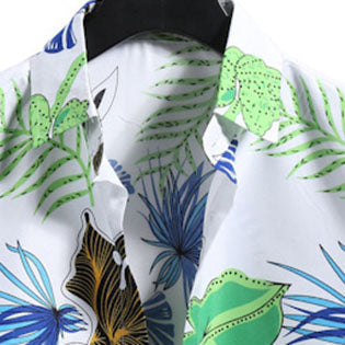 Schones bedrucktes Herren Kurzarm Hemd im Blumen Look