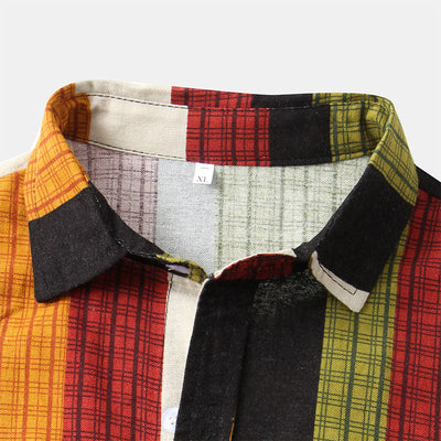Gestreiftes Herren Kurzarm Hemd im Retro Look