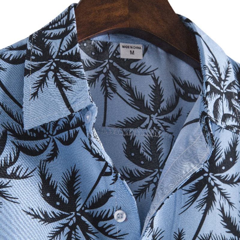 Stylisches Herren Urlaubs-Hemd aus Baumwolle mit Palmen Print