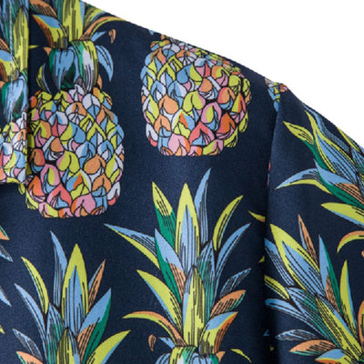 Stylisches Herren Kurzarm Hemd mit Ananas Druck aus Baumwolle