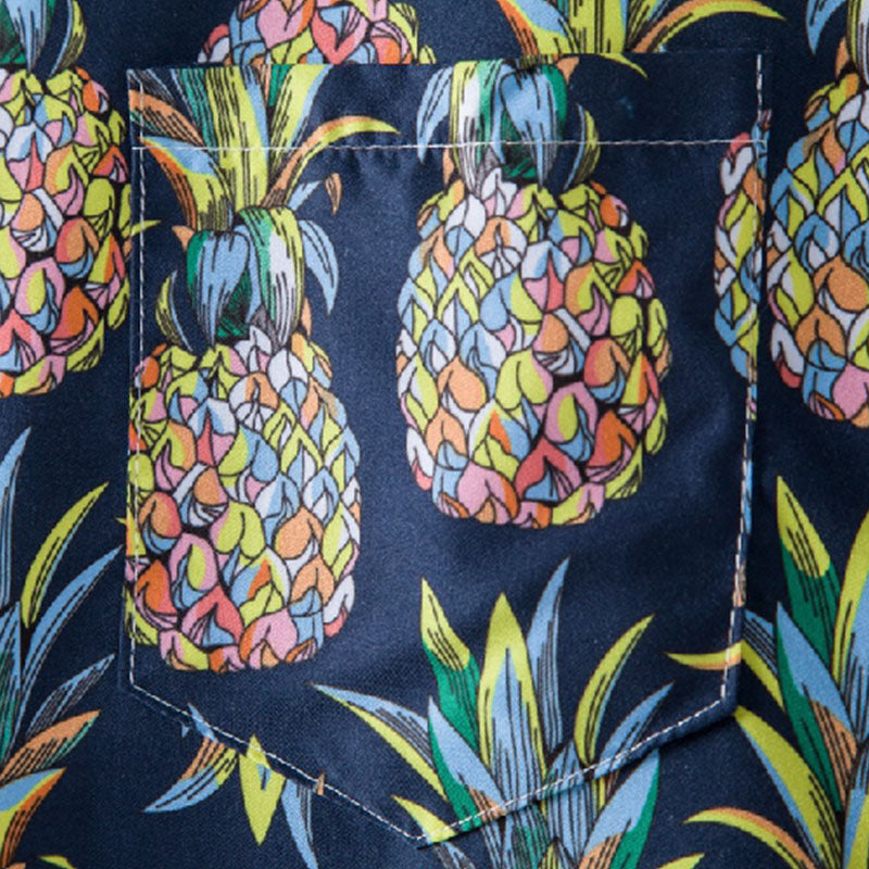 Stylisches Herren Kurzarm Hemd mit Ananas Druck aus Baumwolle