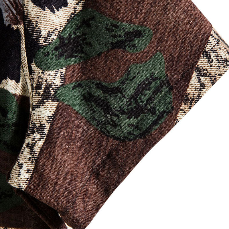 Bedrucktes Herren Vintage Kurzarm Hemd aus Baumwolle und Leinen