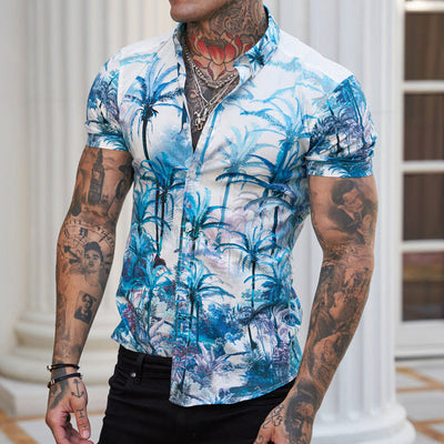 Ben - Bedrucktes Herren Kurzarm Hemd im coolen Reverse Look