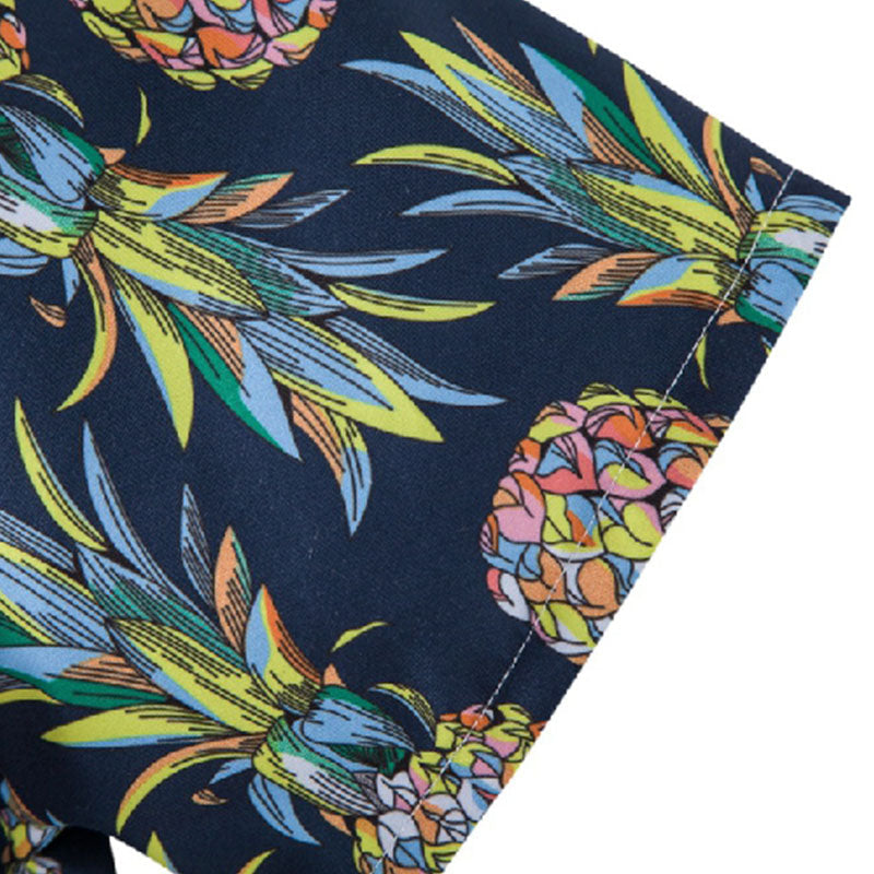 Stylisches Herren Kurzarm Hemd mit Ananas Druck aus Baumwolle