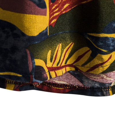 Tropisch Bedrucktes Herren Kurzarmhemd mit Tasche und Knopfleiste