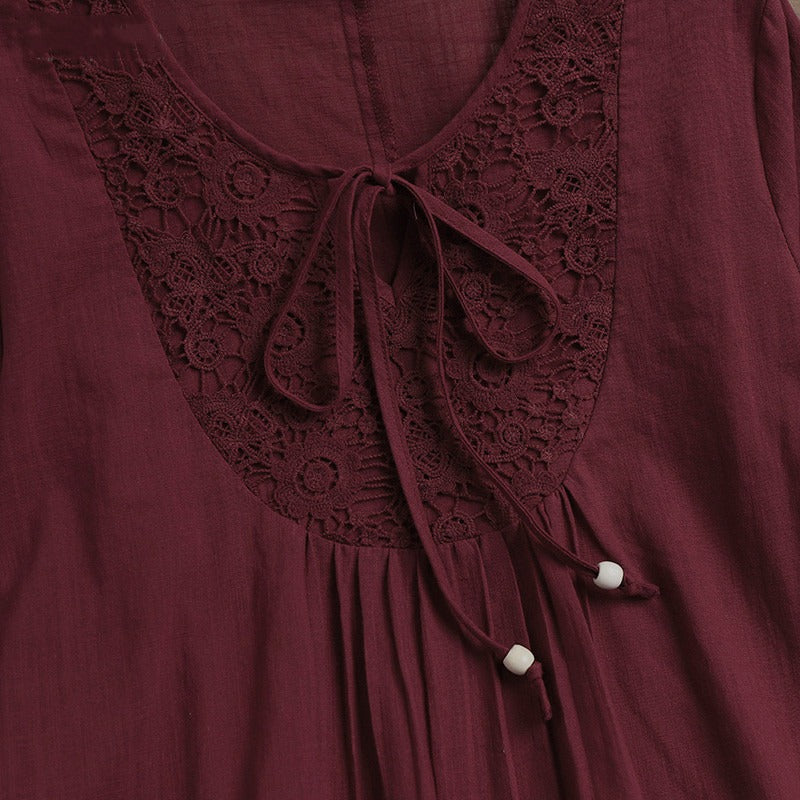 Damen-Spitzenbluse mit Schleife vorne - Marena