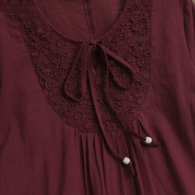 Damen-Spitzenbluse mit Schleife vorne - Marena