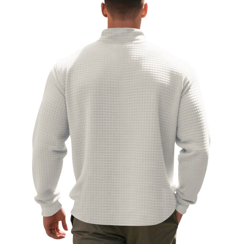 Herren Pullover mit halbem Reißverschluss und Waffelstruktur - Taren
