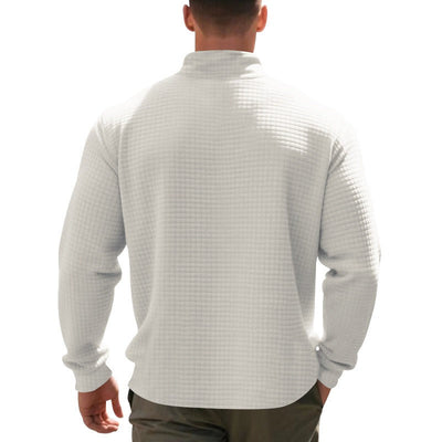 Herren Pullover mit halbem Reißverschluss und Waffelstruktur - Taren