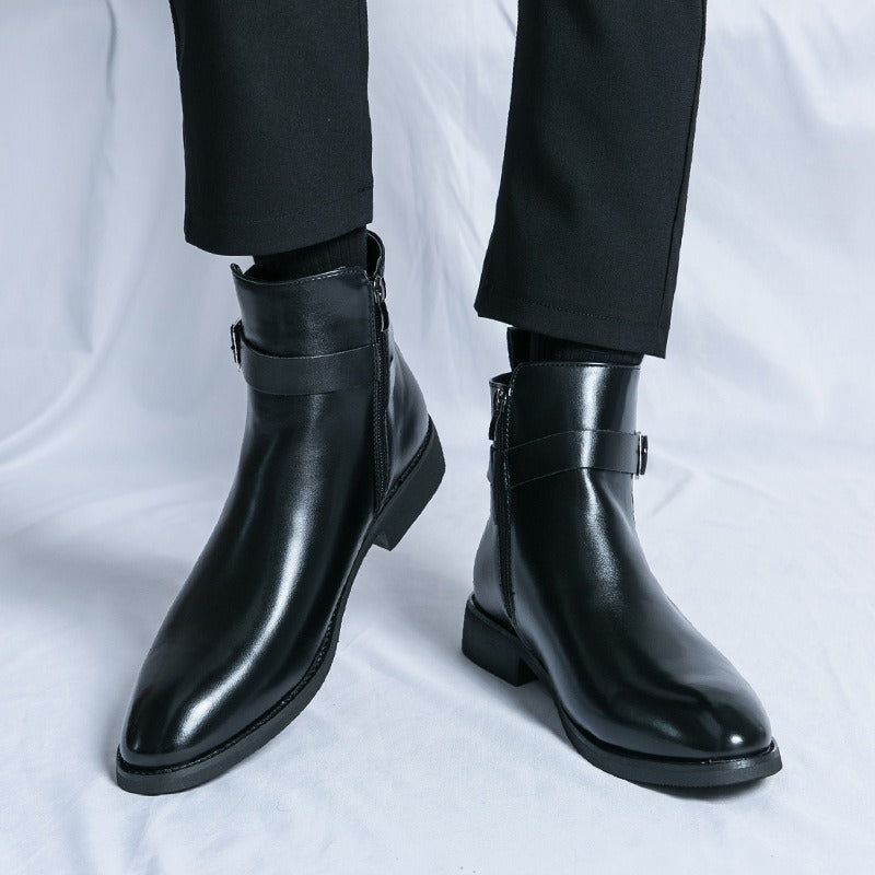 Herrenstiefel aus Kunstleder mit seitlicher Schnalle - Sergio