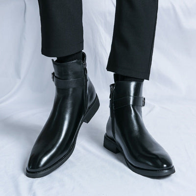 Herrenstiefel aus Kunstleder mit seitlicher Schnalle - Sergio