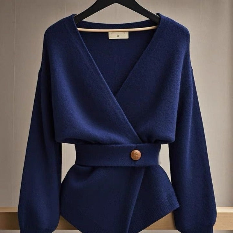 Eleganter Damenpullover aus Rippenstrick mit Gürteldetail - Matildee