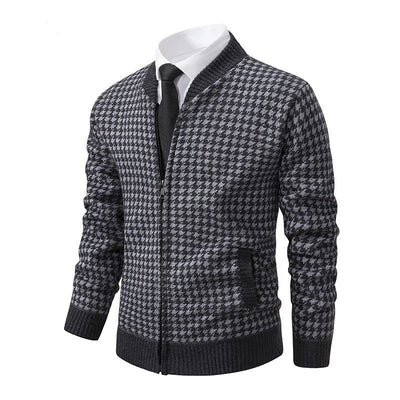 Elegante Herrenstrickjacke mit Hahnentrittmuster - Søren