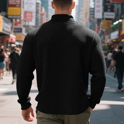 Herren Pullover mit halbem Reißverschluss und Waffelstruktur - Taren