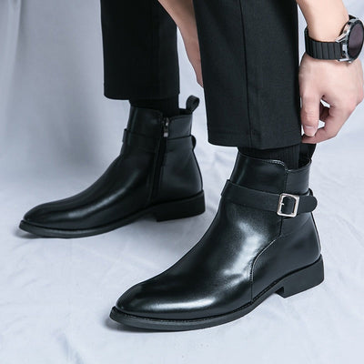 Herrenstiefel aus Kunstleder mit seitlicher Schnalle - Sergio