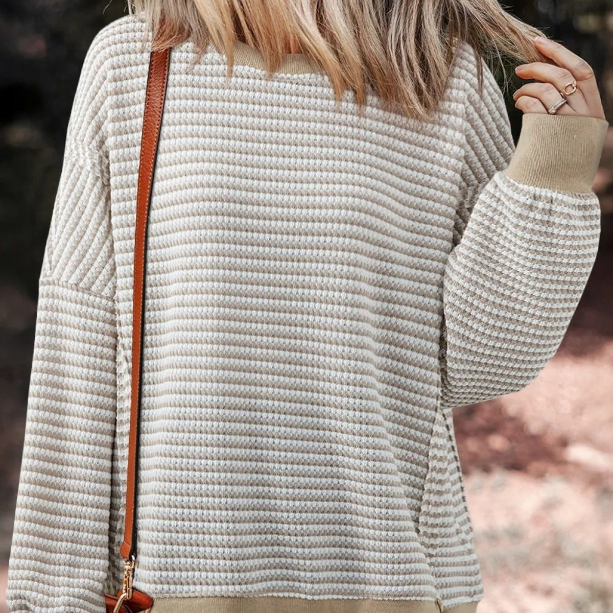Gestreiftes Damen-Sweatshirt mit elastischen Bündchen - Elina