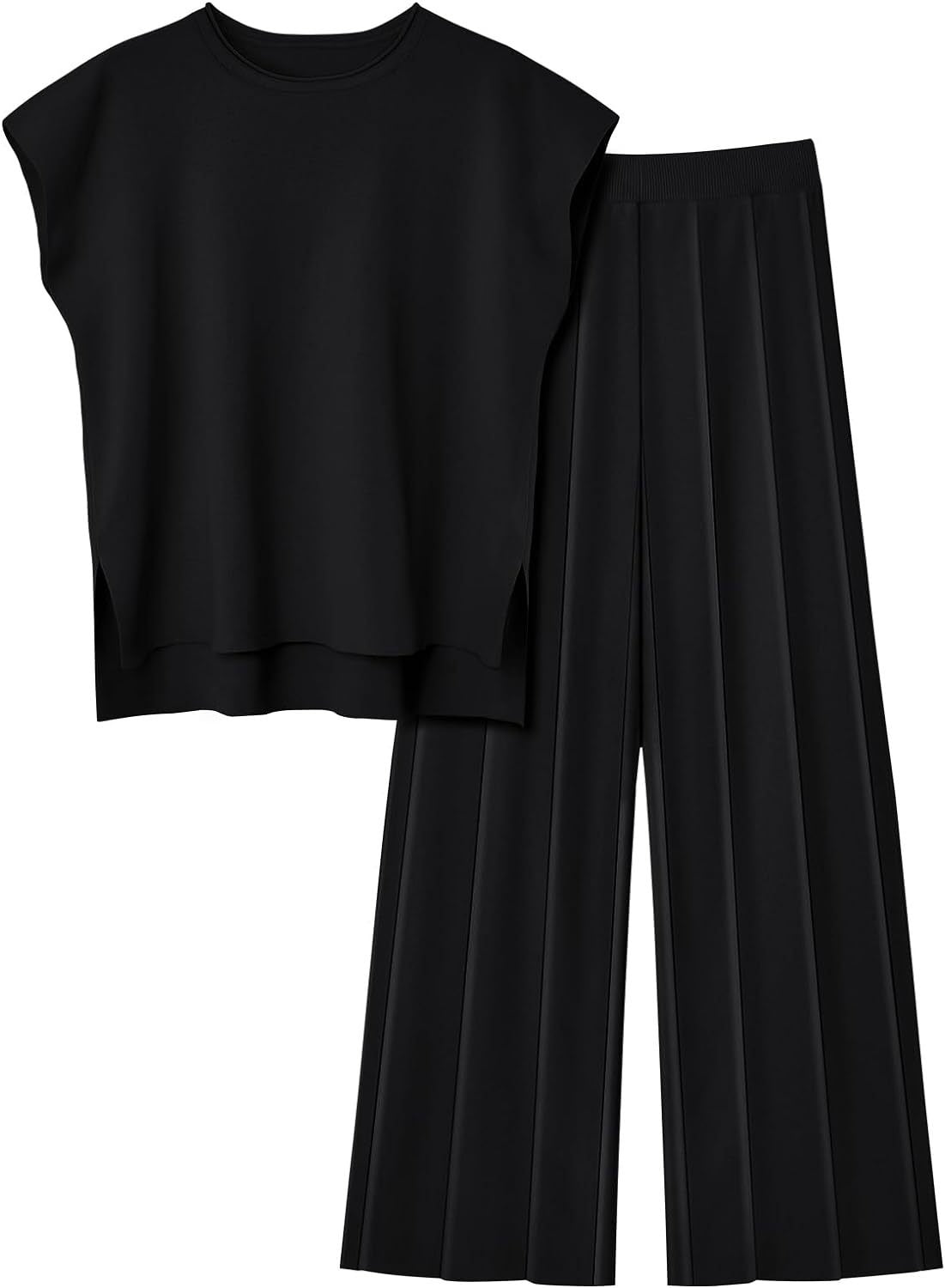 Fließendes ärmelloses Oberteil und plissierte Hose - Oriane