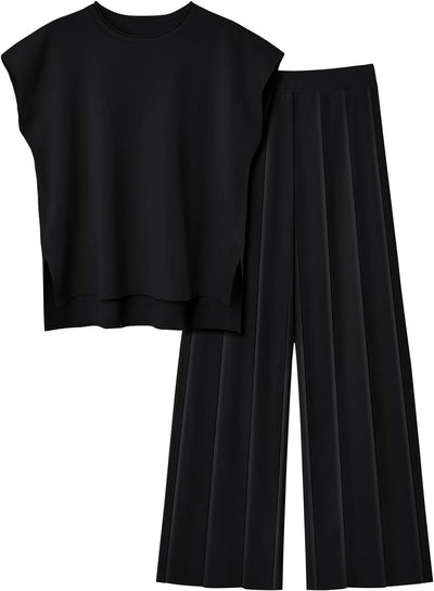 Fließendes ärmelloses Oberteil und plissierte Hose - Oriane