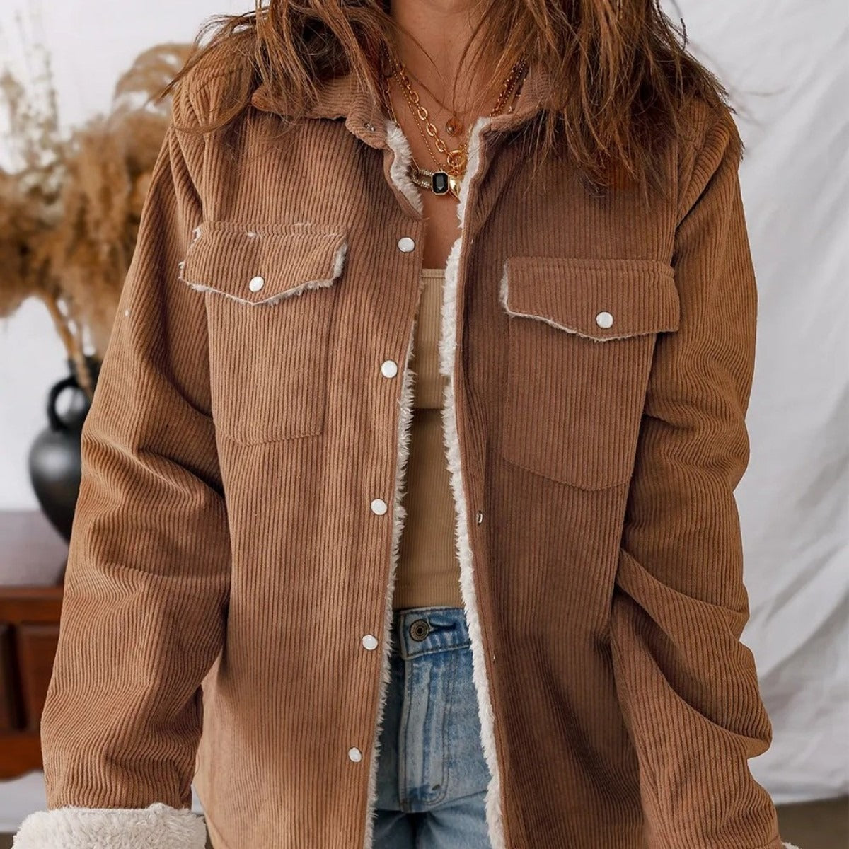 Gefütterte Damen-Cordjacke - Liora