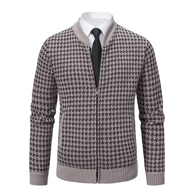 Elegante Herrenstrickjacke mit Hahnentrittmuster - Søren