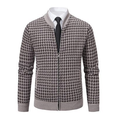 Elegante Herrenstrickjacke mit Hahnentrittmuster - Søren