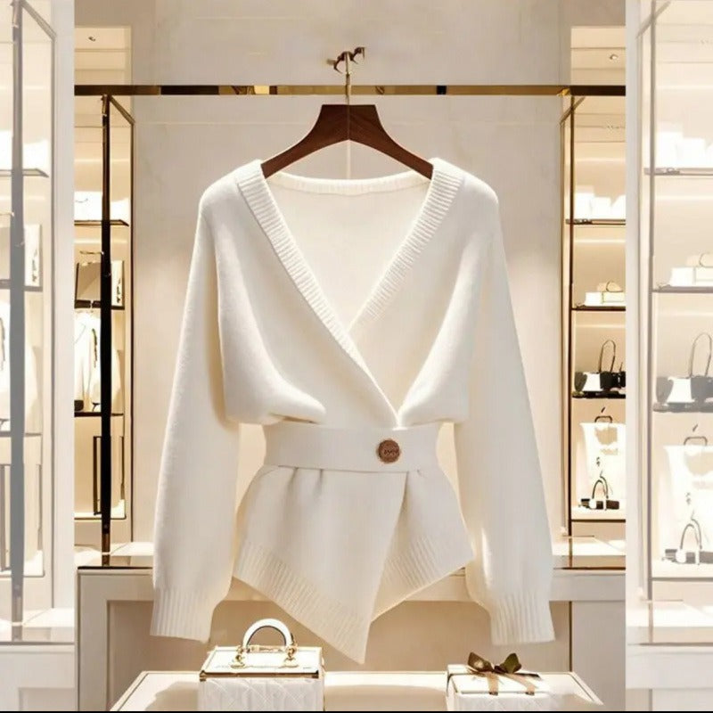 Eleganter Damenpullover aus Rippenstrick mit Gürteldetail - Matildee
