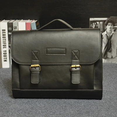 Aktentasche aus Kunstleder für Herren mit Schnallen im Vintage-Stil - Adrien